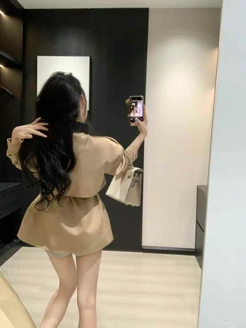 法式气质翻领腰带风衣外套女装英伦风长袖夹克