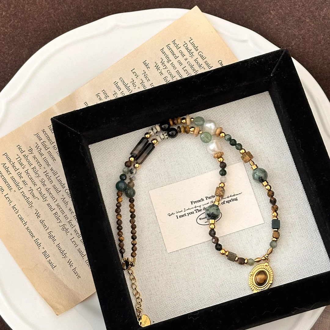 【流金岁月】原创设计天然石淡水珍珠新中式项链