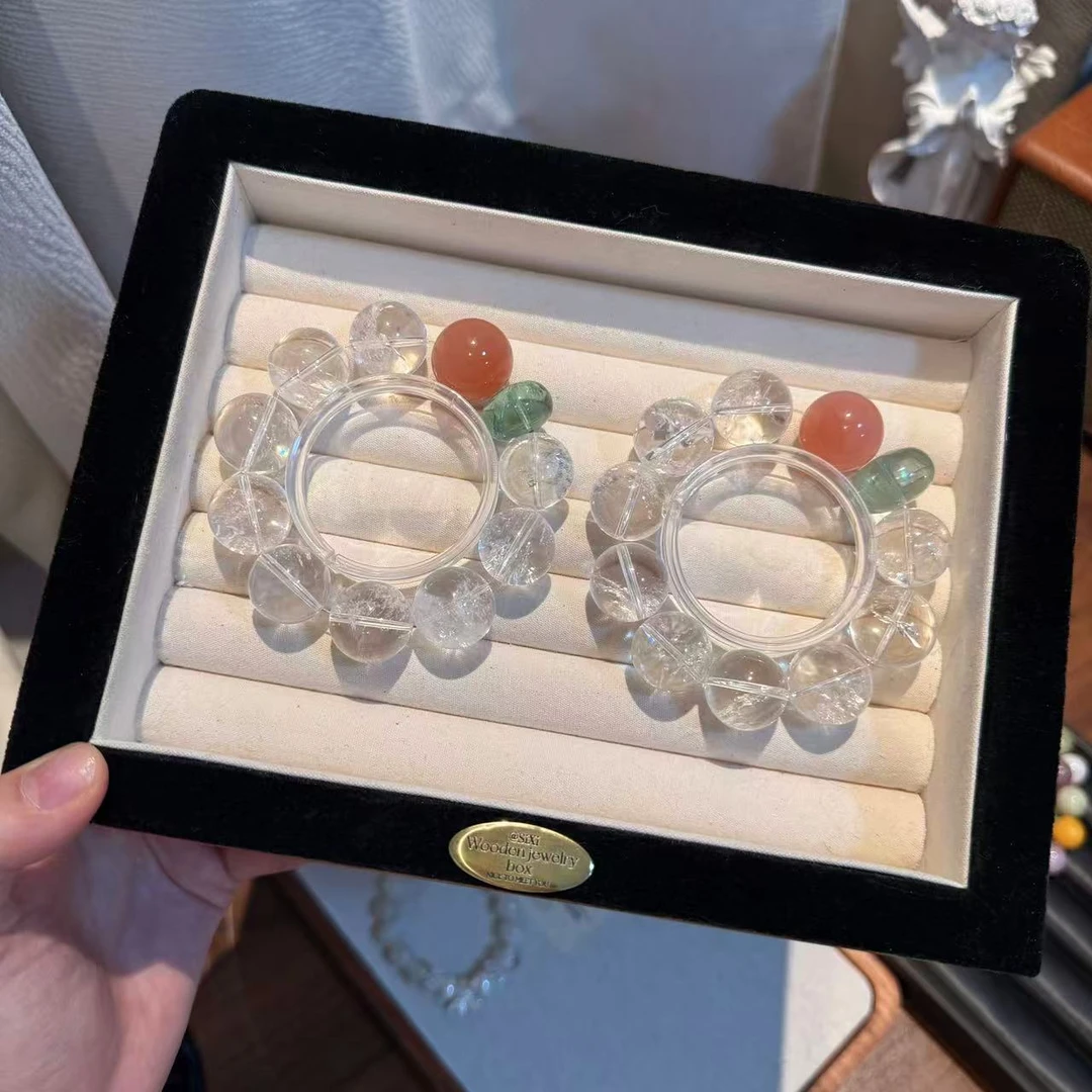 「蟠桃仙会」白阿塞天然玛瑙绿萤石水晶手串手链 多样性发其一ZW535