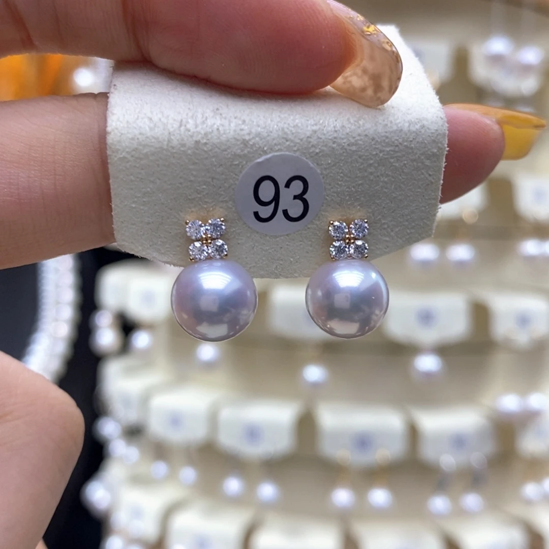 淡水珍珠耳饰18K金镶嵌