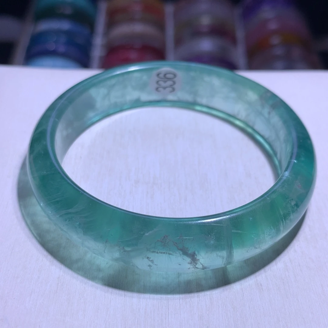 水晶手镯银S925镶嵌萤石58.6圈336