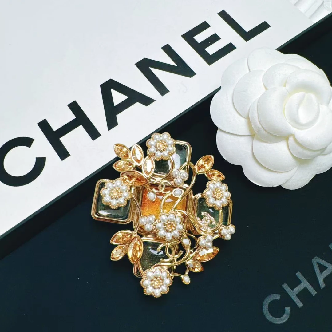 95新 Chanel/香奈儿 柚礼中古/香奈儿珍珠十字琉璃胸针NC501017