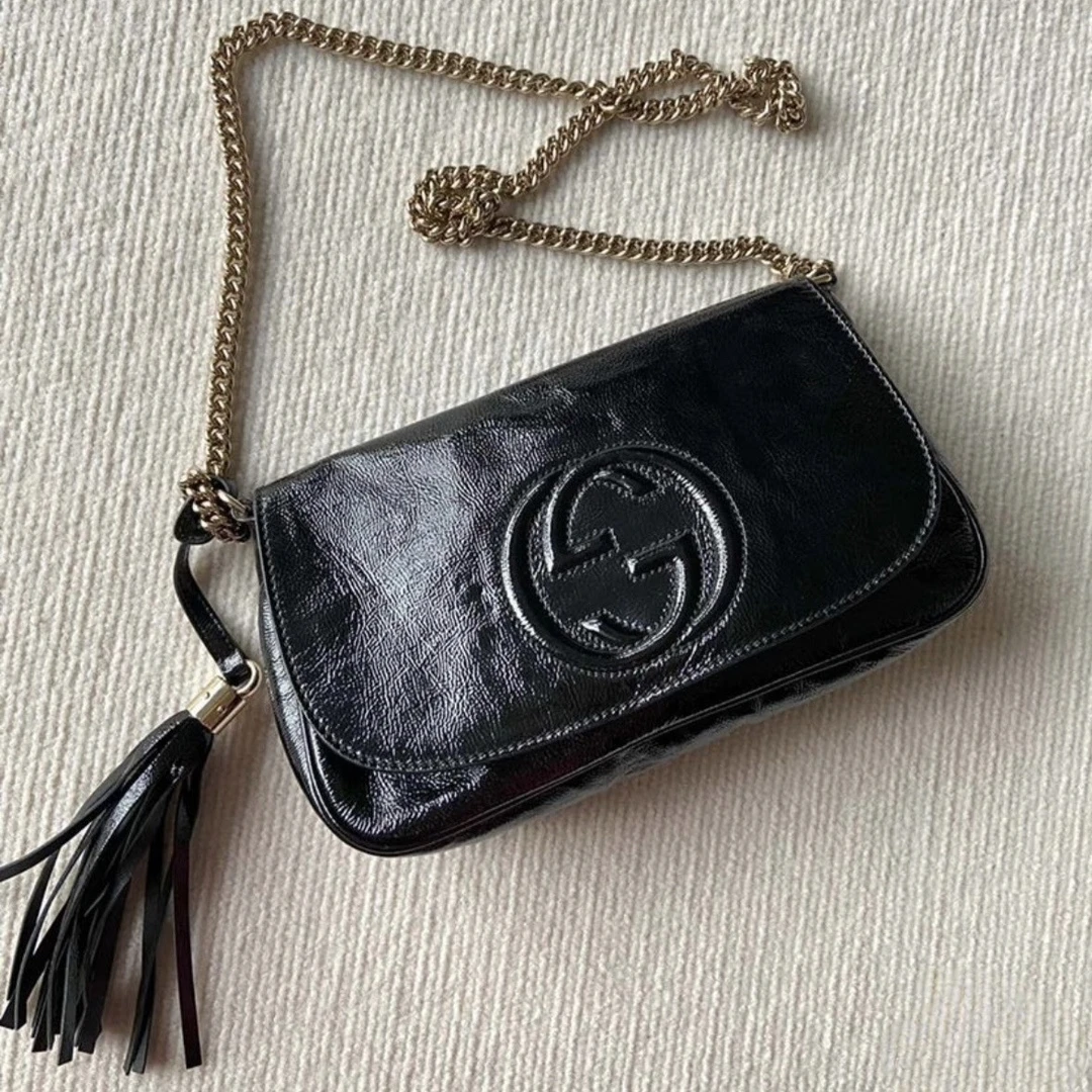 95新 GUCCI/古驰 专场/soho 流苏挂饰油蜡牛单肩包