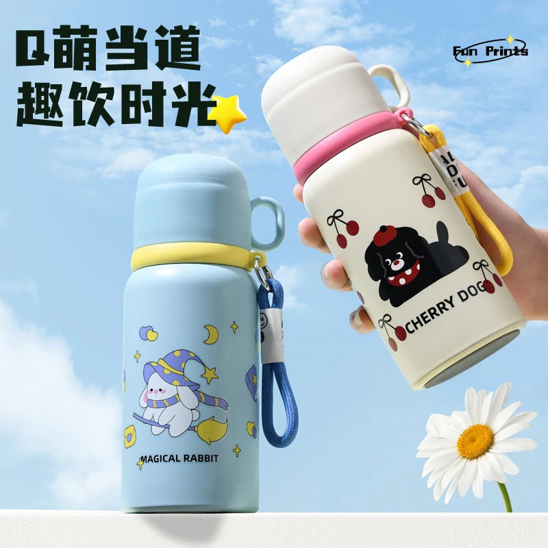 可爱儿童保温杯女生高颜值随手杯家用大容量学生保温壶宝宝水杯子