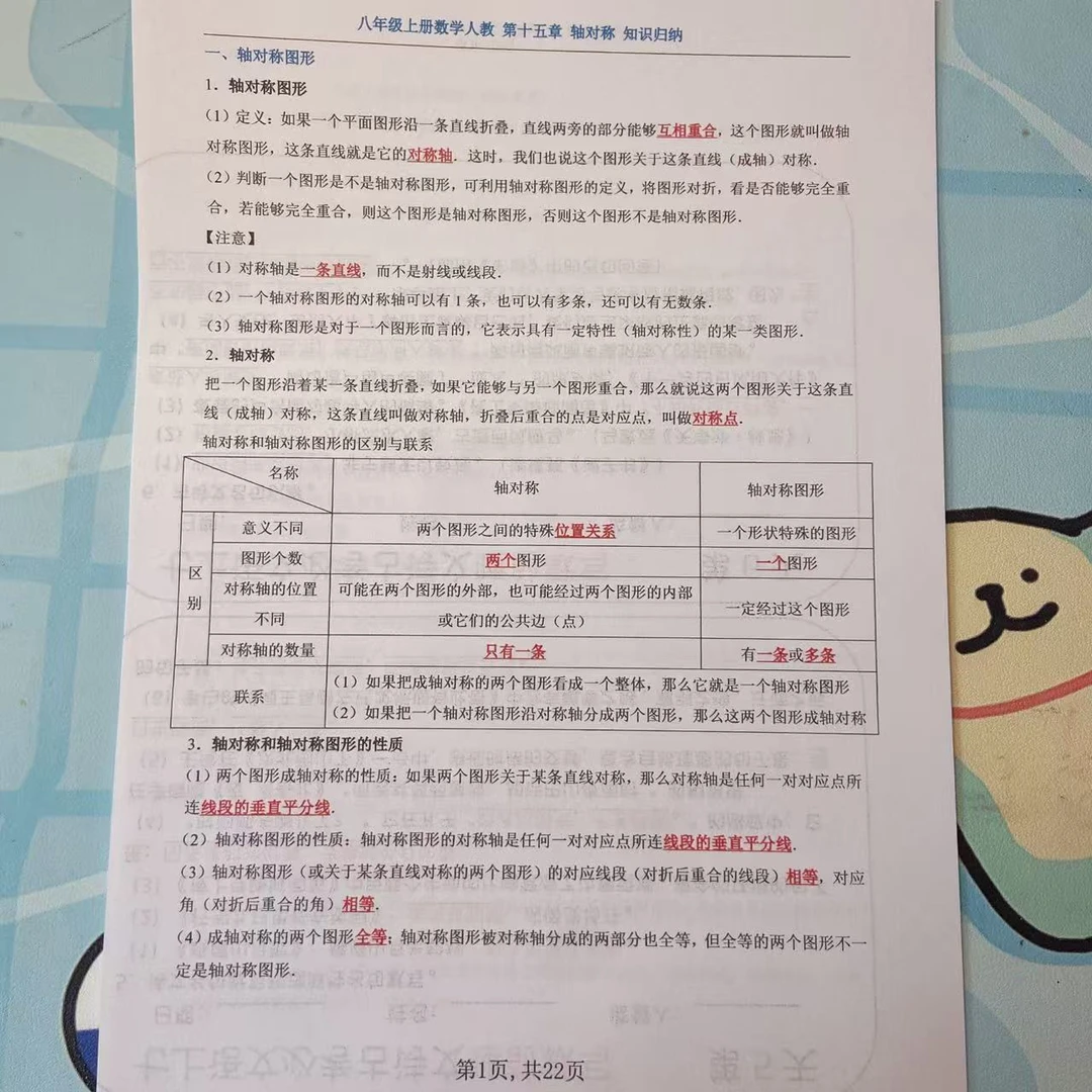 2025八上数学人教知识点第15章 轴对称知识归纳易错题合并附解析