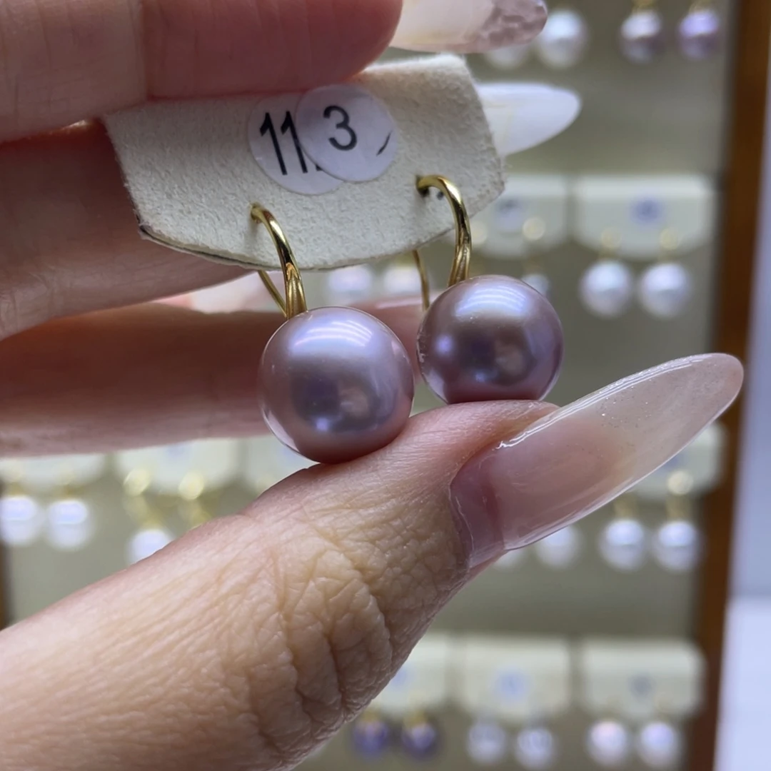 淡水珍珠耳饰银S925镶嵌
