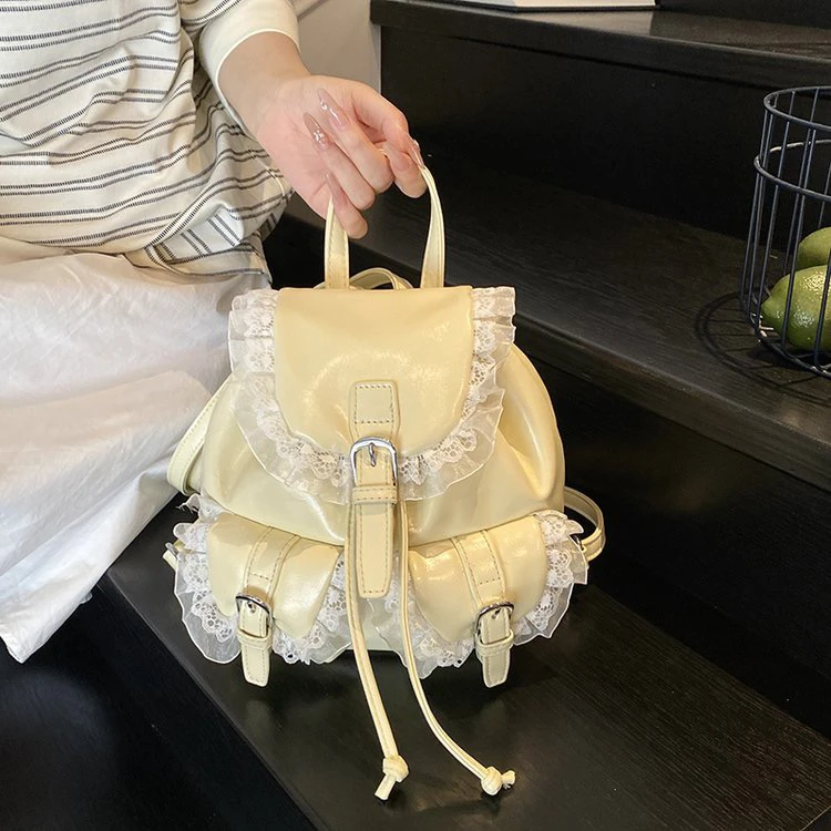 夏天黄色超火双肩包包女式2025新款高级感轻奢小众设计通勤背包