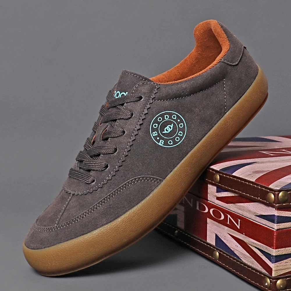 秋季新款男鞋绒面休闲板鞋时尚百搭软底男鞋低帮系带轻便耐磨男鞋