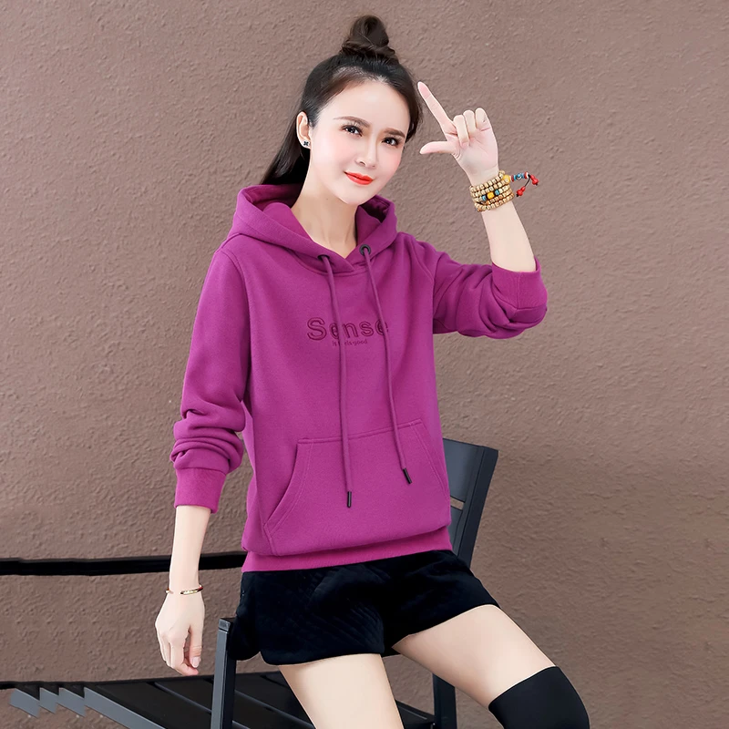 加绒卫衣女秋冬季新款韩版宽松连帽时尚休闲洋气百搭加厚保暖上衣