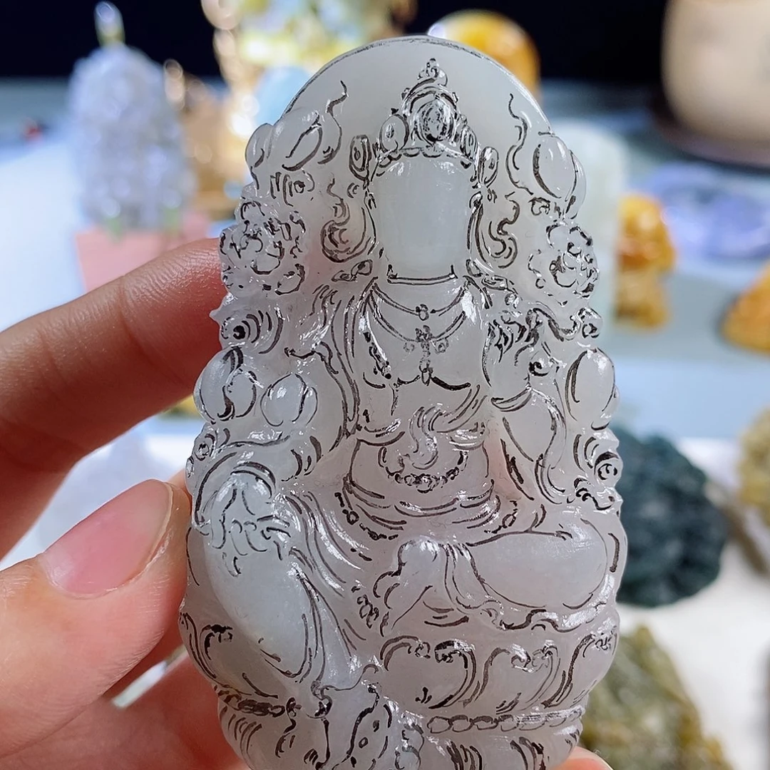 眸***梦定制翡翠未镶嵌天然a货翡翠观音