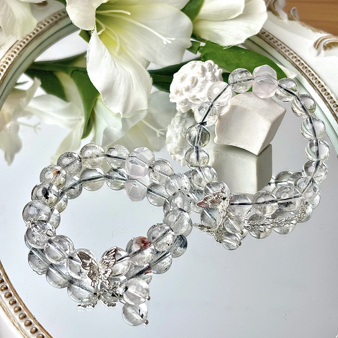 【黑武士】闪灵白水晶10mm手串面小仙多样性发其一