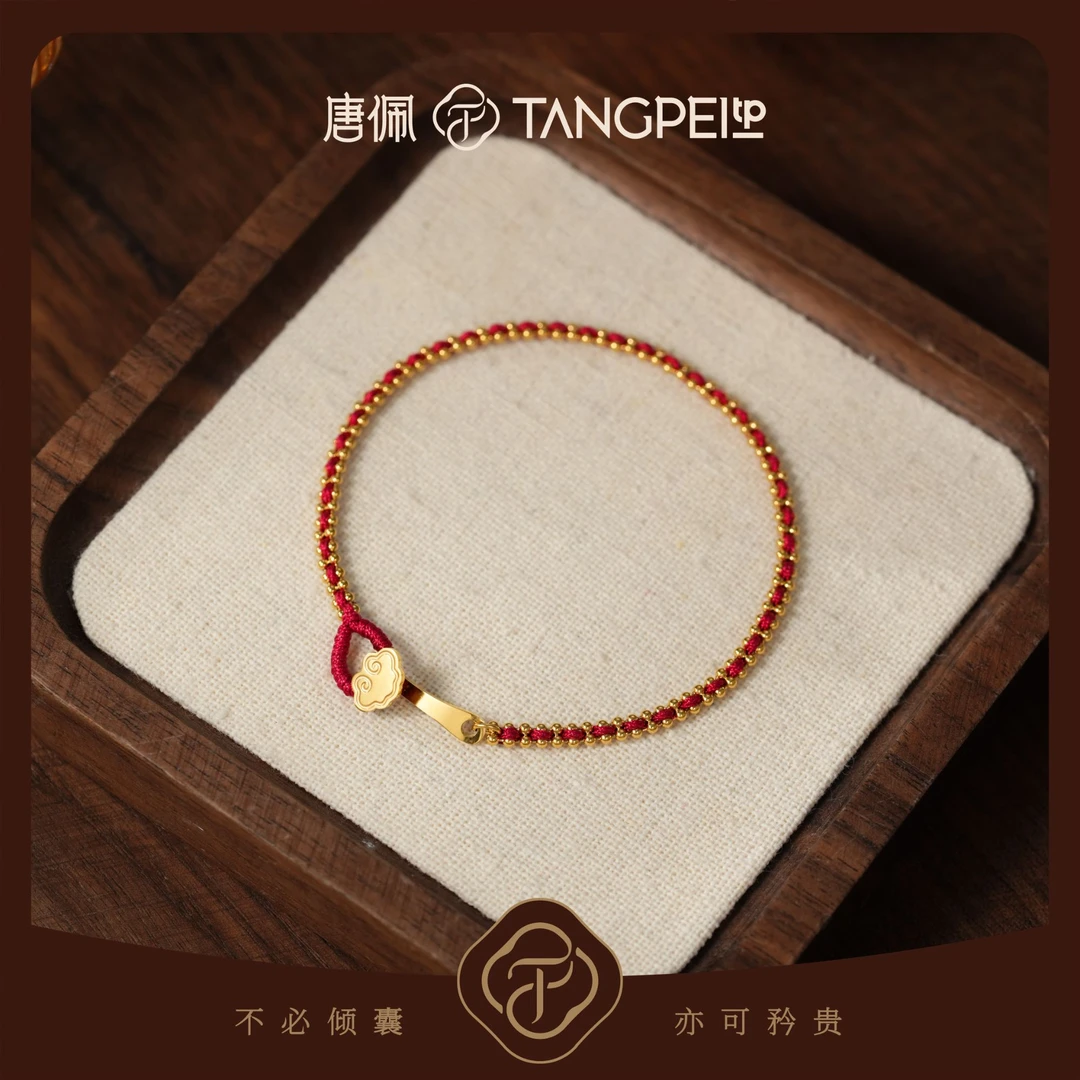 不锈钢布艺手链 设计感国风幸运红色手链手工编织红绳时尚饰品