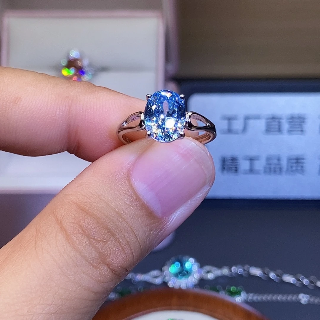 海蓝宝石戒圈银S925镶嵌