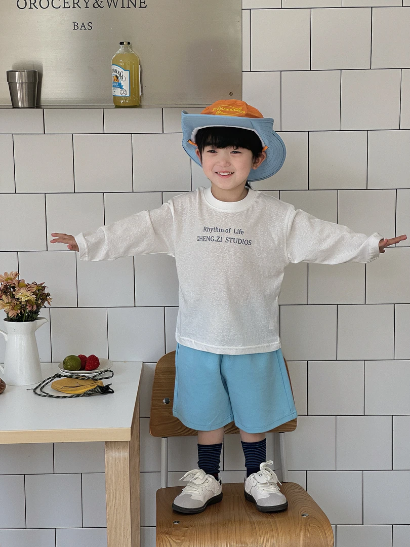 现货【雪花肌理感】冰爽雪花棉洋气印花长袖字母T恤CZ5X18