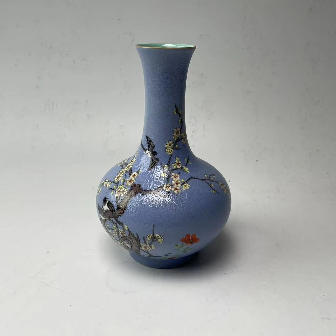 蓝釉花鸟瓶BY08X0204