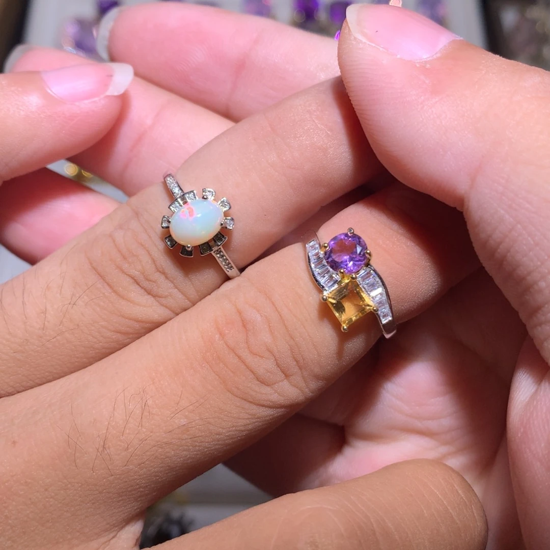 【闪购商品】黄晶手链银S925镶嵌戒指