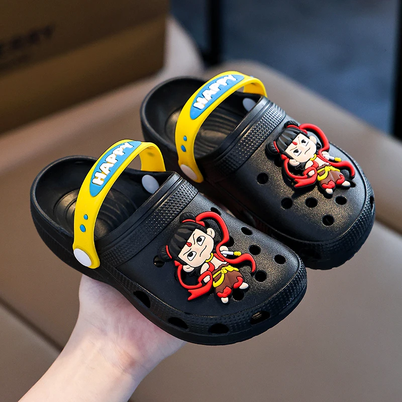 哪吒拖鞋包头拖夏季男孩宝宝儿童洞洞鞋防滑软底居家男童凉拖鞋