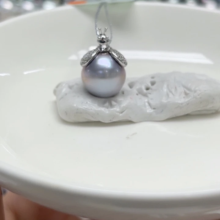 银S925镶嵌吊坠(不含链)海水珍珠11-12mm77号