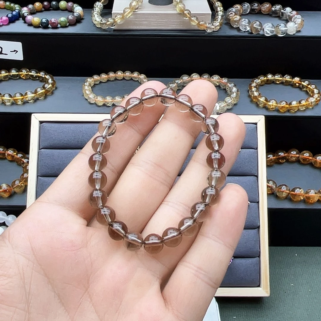 未镶嵌手链烟晶卡7+茶晶