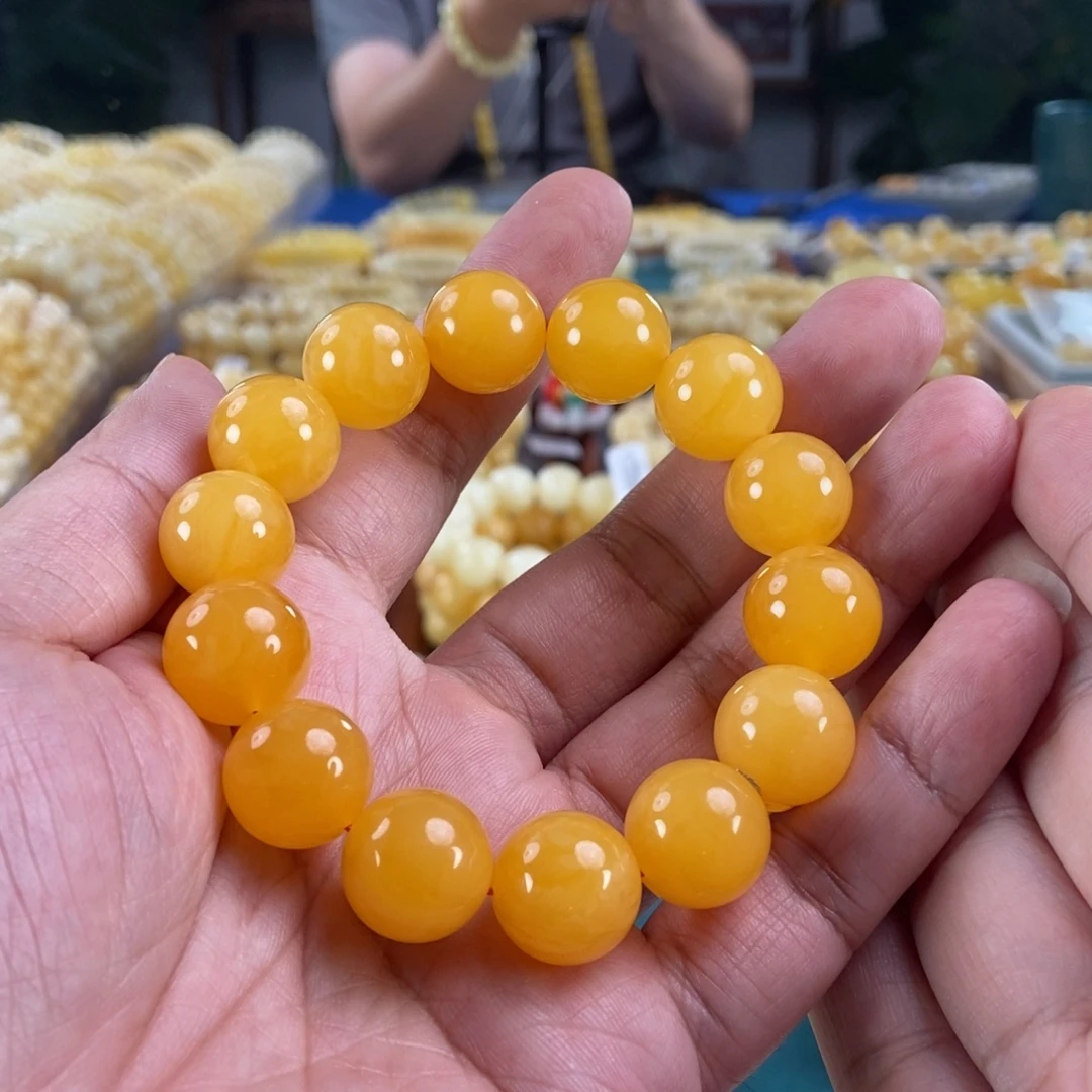 琥珀未镶嵌珠宝奇石15鸡油红同料串30