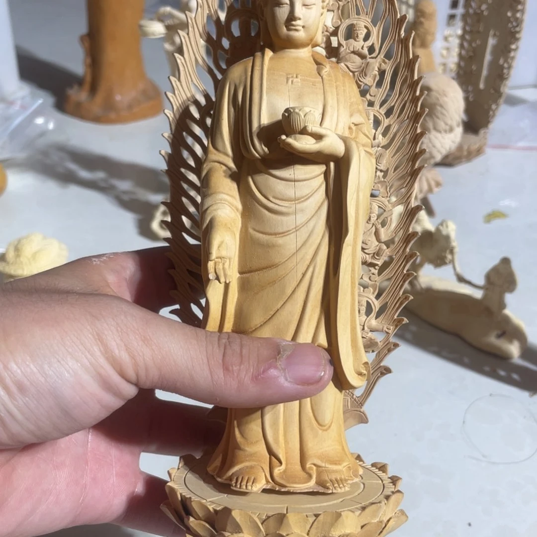 ：***:黄杨木底座➕背屏➕佛瑕疵