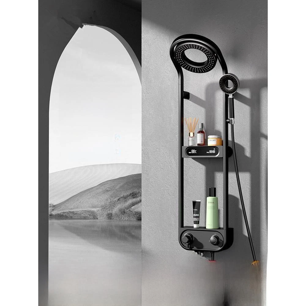 恒温数显花洒套装喷雾出水智能淋雨增压全铜体极简浴室沐浴淋浴器