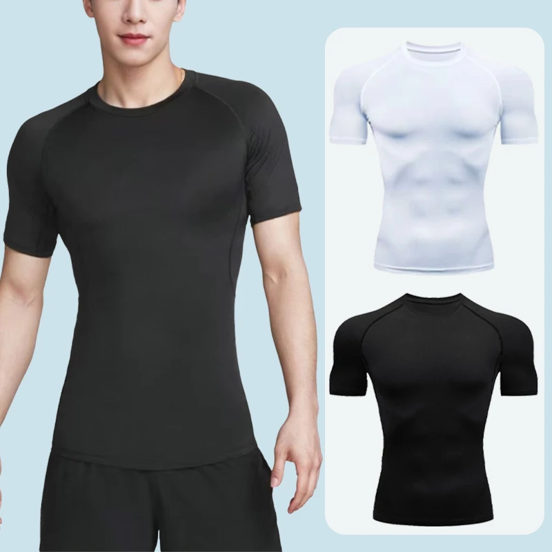 运动速干短袖紧身男款健身跑步篮球打底训练弹力透气t恤紧身衣