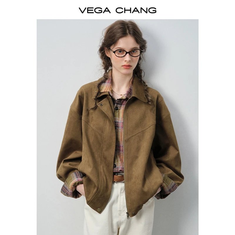 VEGACHANG【雅丹纪】短外套女2025年新款秋季线条设计外套0353JJ