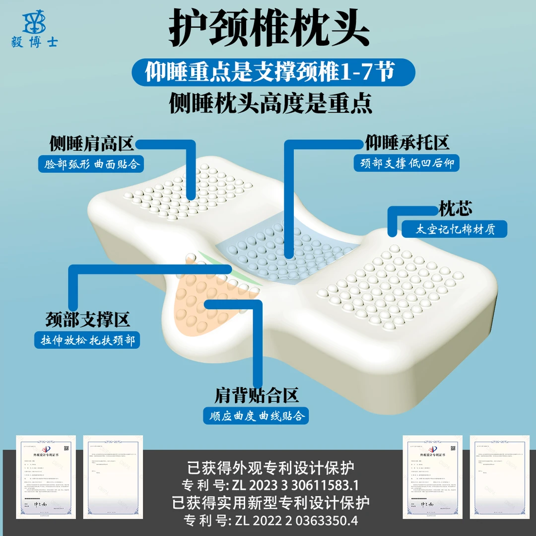 【颈椎枕】专利设计护颈枕护颈椎枕头牵引枕记忆枕睡眠枕学生成人