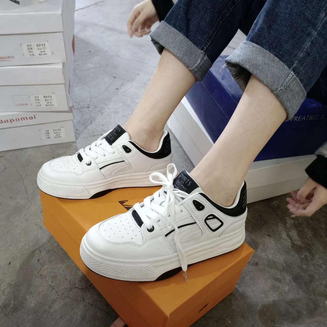 8983圆头系带防滑休闲板鞋运动鞋板鞋厚底韩版