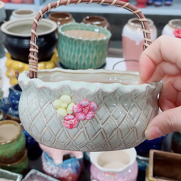 有孔。多肉陶瓷花盆满10元包邮