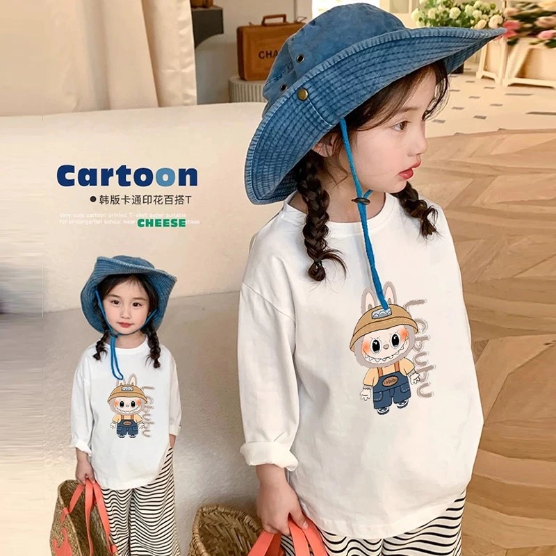 【纯棉】女童春秋长袖t恤2025新款中小童洋气印花上衣儿童打底衫潮T