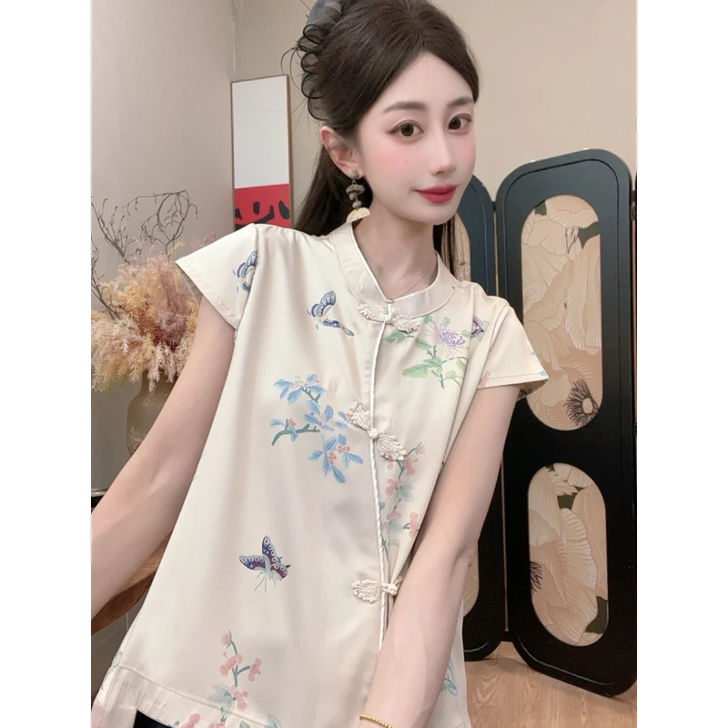 【风雅】2025夏季新款气质百搭显瘦新中式短袖女日常宽松