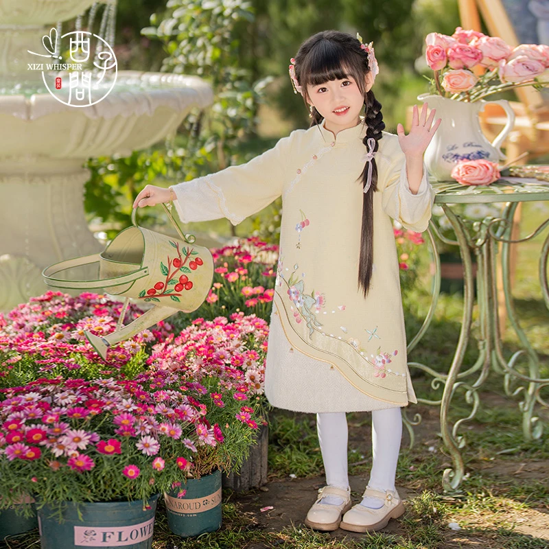 西子问【樱时】女童春季新款中国风儿童礼服童装女童改良套装