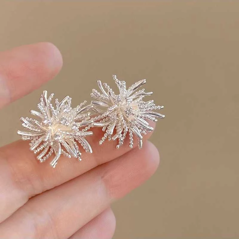 铜合金耳饰 夸张蒲公英耳钉轻奢高级感耳环新款气质时尚独特耳饰