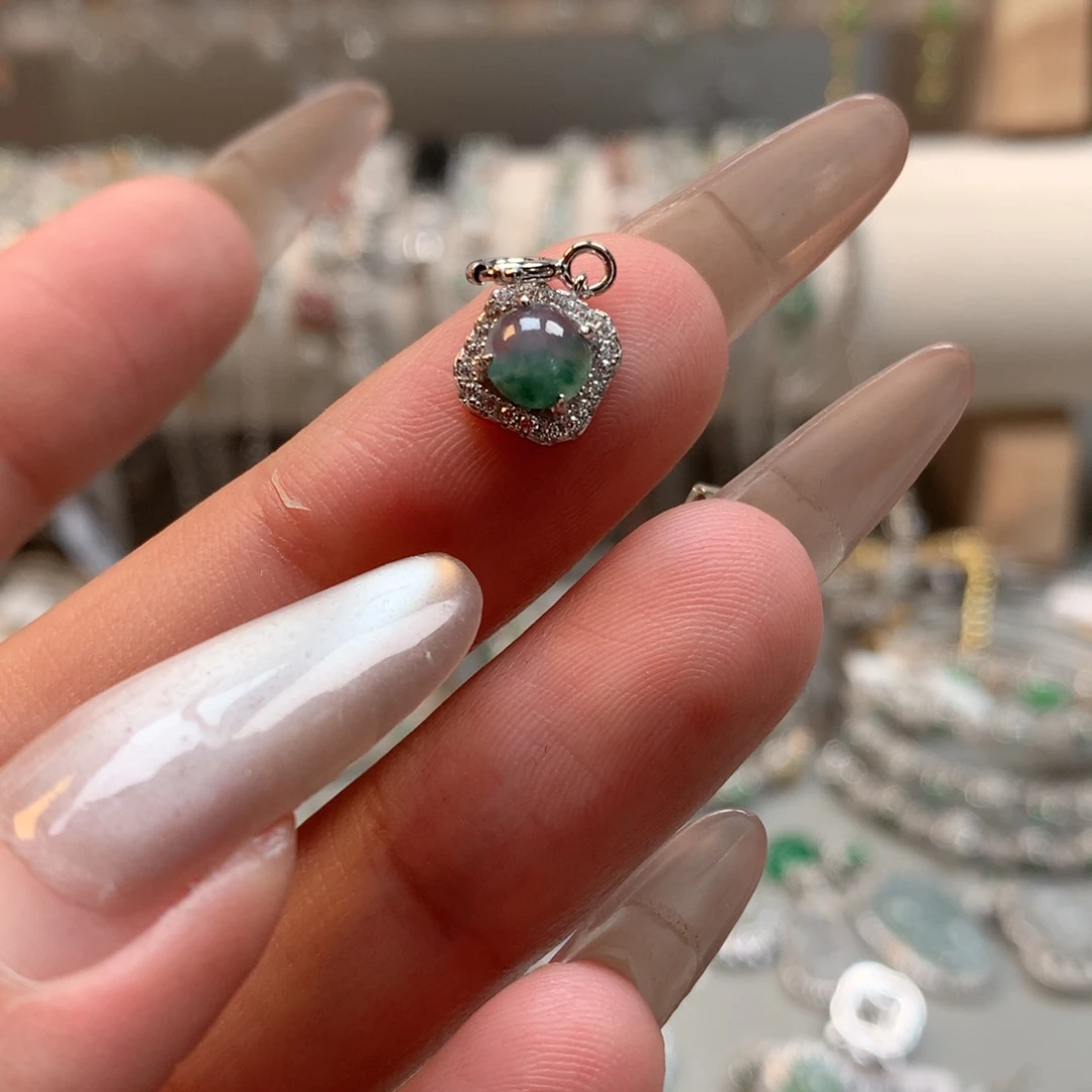 翡翠银S925镶嵌颈饰吊坠