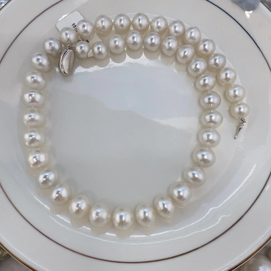 海水珍珠裸珠澳白满串9～11.5