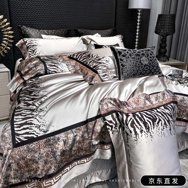 BOMIAN/铂眠欧式高定奢华高精密锦缎刺绣四件套床单床盖床上用品