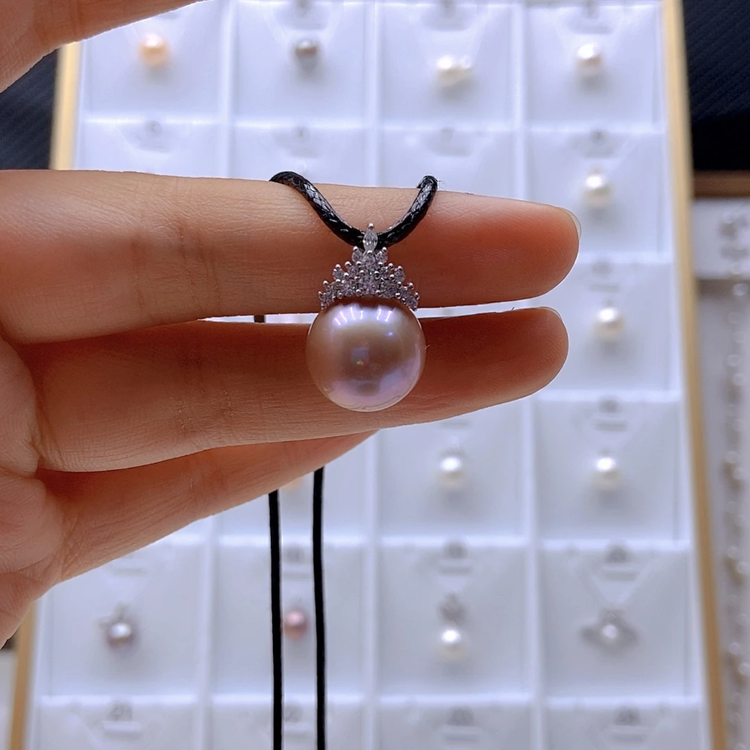 心***靜淡水珍珠银S925镶嵌套链