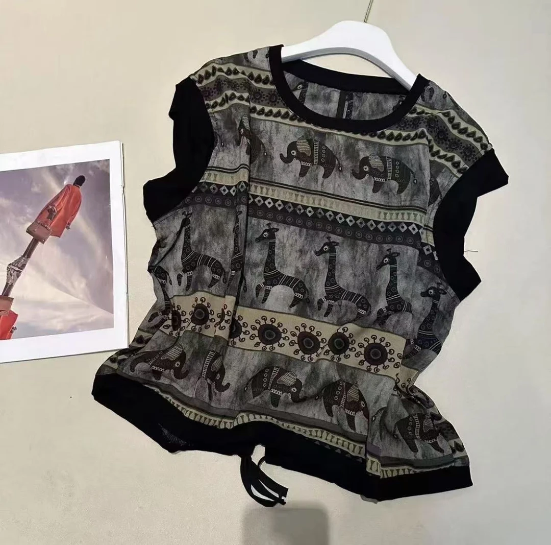 2025夏季圆领设计感时尚百搭无袖显瘦上衣女别致抽绳小衫