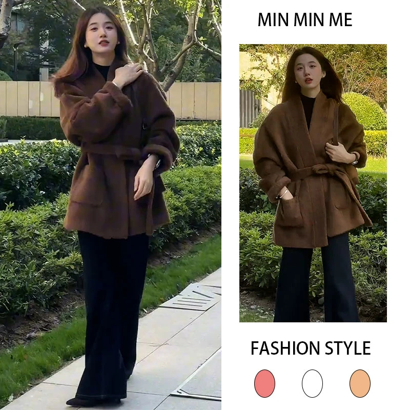 2025秋冬季新款设计感老钱风时尚韩版长袖外套女搭配休闲裤两件套