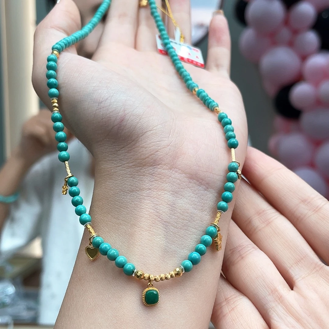 绿松石18K金镶嵌颈饰