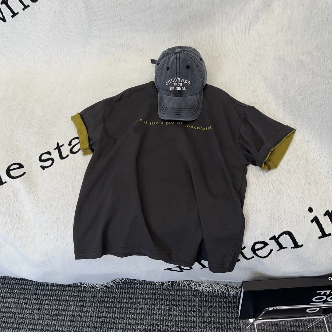 KM PERSONALITY 2025 新款 夏季男童短袖T恤 8170黄棕色