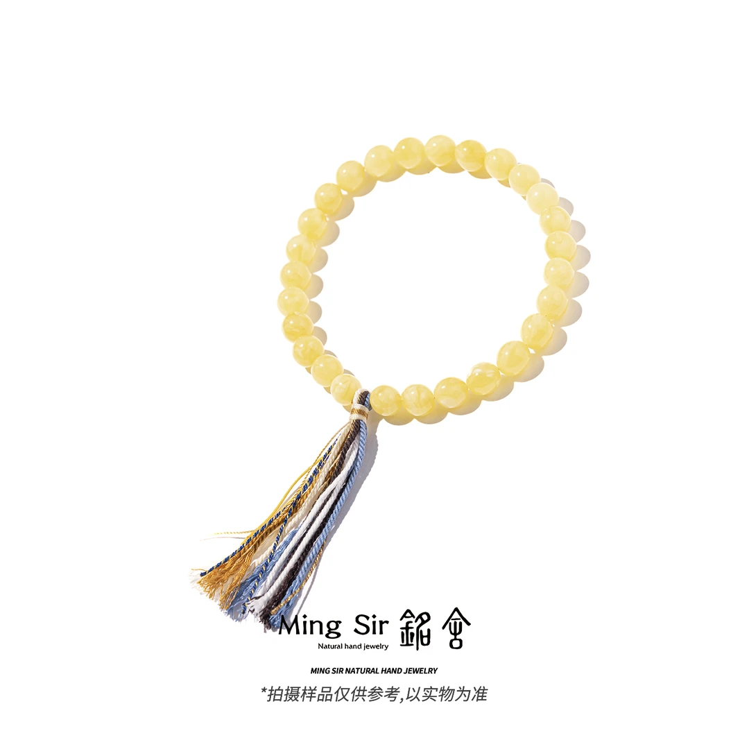 【铭舍 初见特价花手持】小尺寸天然蜜蜡圆珠手持