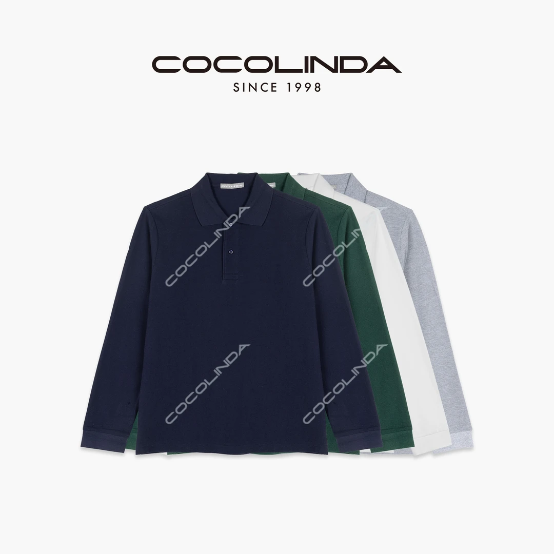 COCOLINDA | 100棉 '男女CP'日系POLO领宽松长袖T恤 T2205