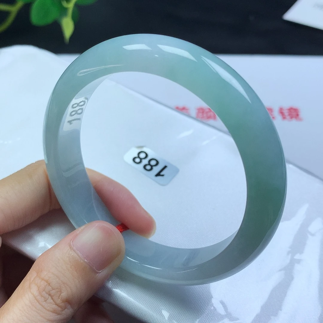翡翠手镯未镶嵌55圈口蓝冰正圈编号188