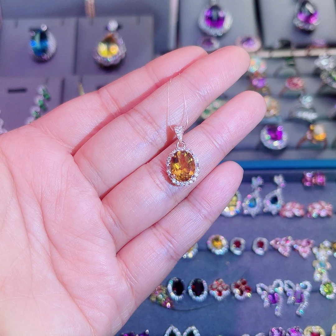 吊坠(赠链)银S925镶嵌黄晶