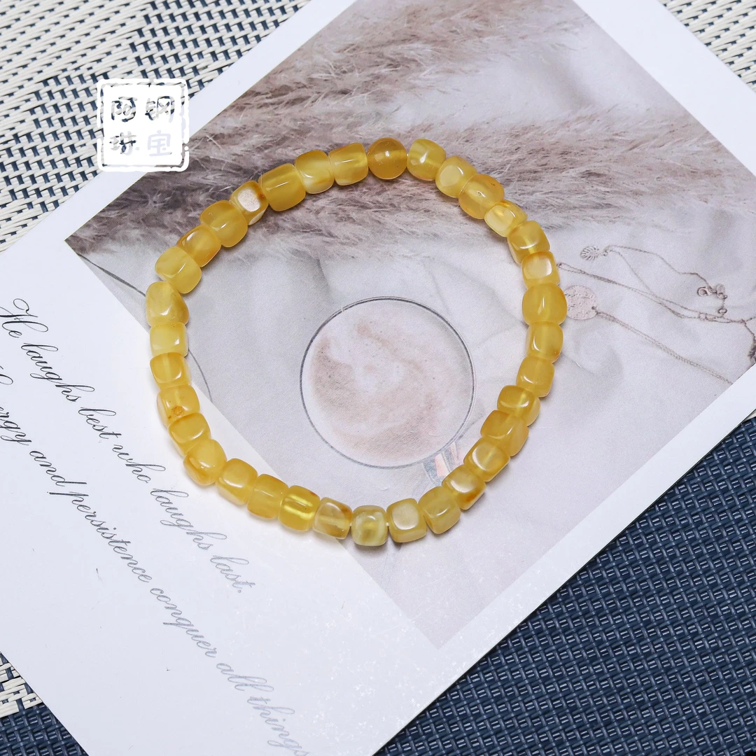 【护身保平安】天然高品质稀缺蜜蜡方糖手串（5*5）-多样性发其一-HSF
