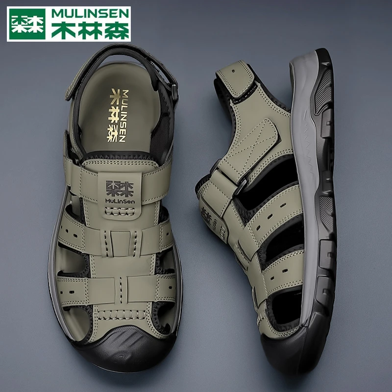 木林森透气外穿防滑凉鞋男士沙滩鞋百搭休闲舒适户外时尚夏季软底
