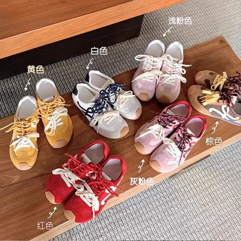 牛反绒~5CM内增高王一博杨幂同款红色德训鞋女复古休闲运动阿甘鞋